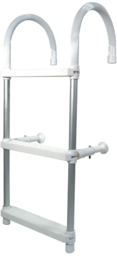 Aluminium Badeleiter Mit Haken, 4-Stufen, Mit Verstellbaren Distanzhaltern, L=1160mm, Rohr Ø25mm