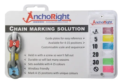 ANCHORIGHT Musterkarte mit Ankerkettenmarkierer und Tafel für 6 Farben