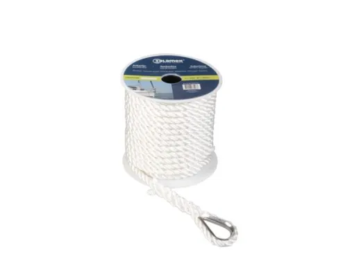 Ankerleine PES 3-fach geschlagen mit Niro-Kausche schwarz 10mm 20m