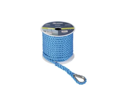 Ankerleine PES 3-fach geschlagen mit Niro-Kausche schwarz 10mm 20m