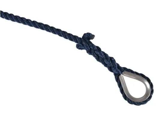 Ankerleine PP 3-fach geschlagen mit Niro-Kausche navy 12mm 30m