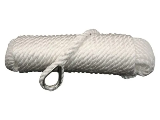 Ankerleine PP 3-fach geschlagen mit Niro-Kausche navy 12mm 30m