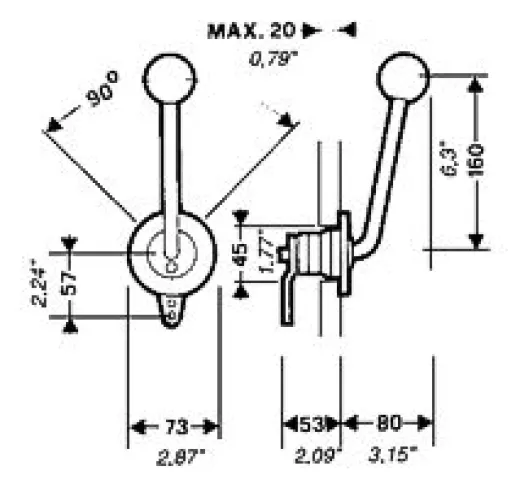 B35 Einhand-Geber flach einbaubar