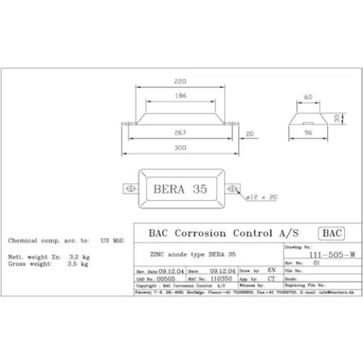 BACBera Zinkanode Typ35