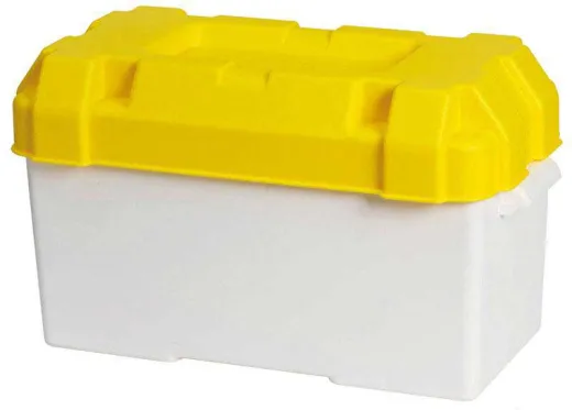 Batteriegehäuse Kunststoff - Weiß mit gelbem Deckel