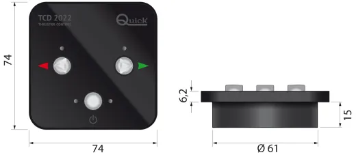 Bedienpanel mit Tasten für Bugstahlruder