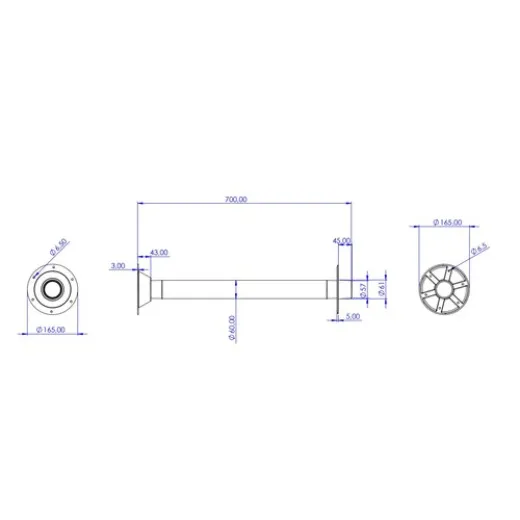 BUKH PRO Tischbein aus Aluminium Höhe 700 mm