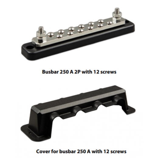 Busbar 250A 2P with 12 screws +cover