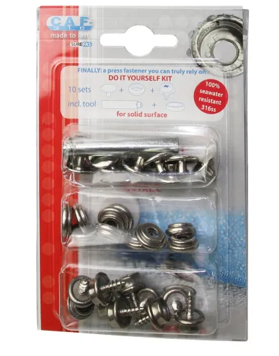 CAF316 SB-Pack Druckknöpfe Edelst.Set m.Stoffunter