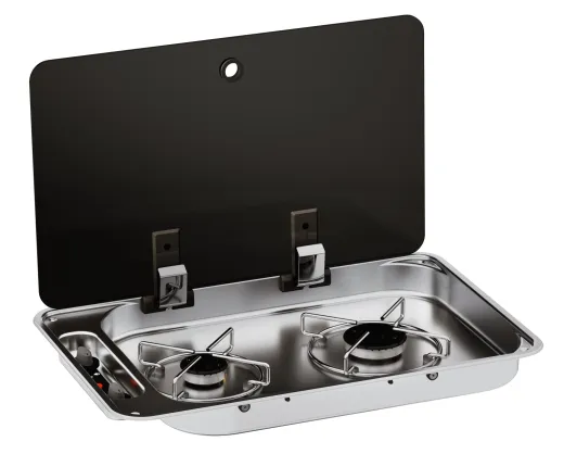 CAN Einbau-Gaskocher FC1336 mit 2 Kochfeldern und Glasdeckel