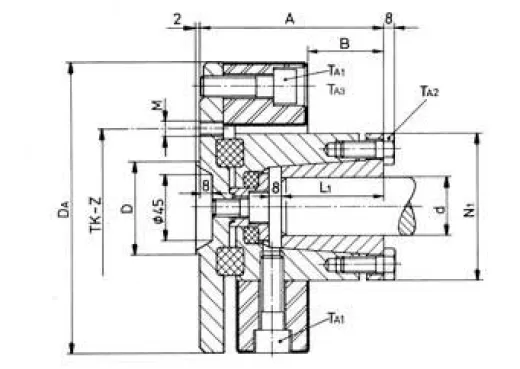 Centaflex Kupplung, Am-22 1.0, Max. 350nm (Freizeit), D=63,5mm, Tk=82,5 & 108mm, Z=4x90°, M=M10