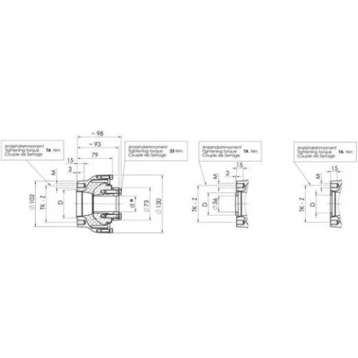Centaflex Kupplung, M-127 3.2, Max. 250nm (Freizeit), D=60mm, Tk=80mm, Z=4x90°, M=M10