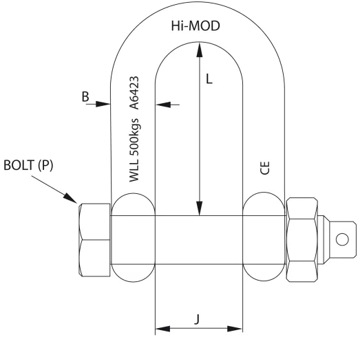 D-Schäkel AISI316 Bolzen M12 SWL1250kg Form E