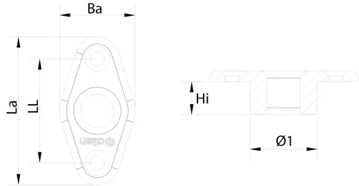 Decksdurchführung Alu 15mm ID Blau