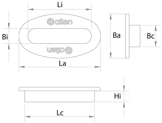 Decksdurchführung Alu schwarz 56x16mm