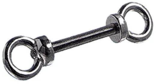 Doppel Augbolzen Messingverchromt M-8, Mit Festen Ringen, A=48mm, B=88mm, C=21mm