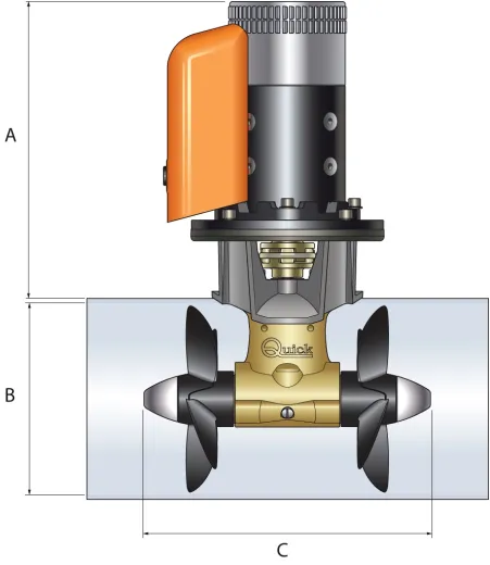 Doppel-Bugschraube 120kg 6.5KW 12V 250mm Tunnel
