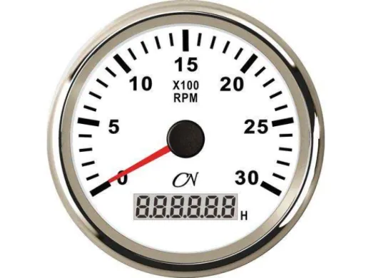 Drehzahlanzeiger (weiß, chrom, pulse, 9 - 32V, 0 - 3000 rpm, 96 mm, 85 mm, 55 mm)
