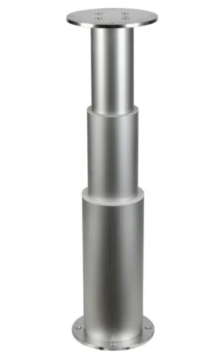 Dreistufiges rundes Tischbein mit Verdrehsicherung (Silber, eloxiertes Aluminium, 24V, 378 mm, 778 mm)