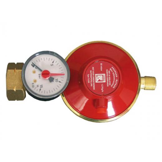 Druckregler Shell/Combi 30mbar 1/4 Außenlinksgewinde mit Manometer
