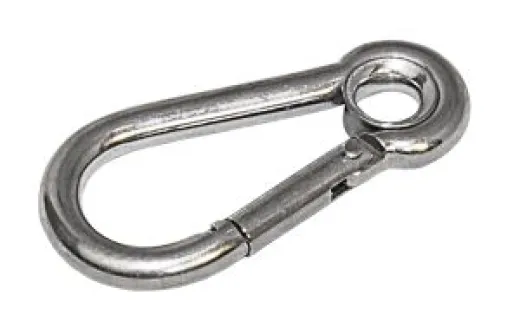 Edelst.-Karabinerhaken mit Kausch 80x 8mm