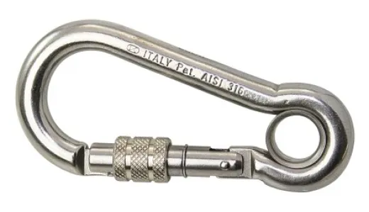 Edelst.-Karabinerhaken Schraubsicherung 100mm