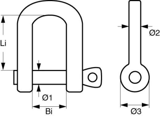 Edelst.-Schäkel geschm. D-Form lang 8mm