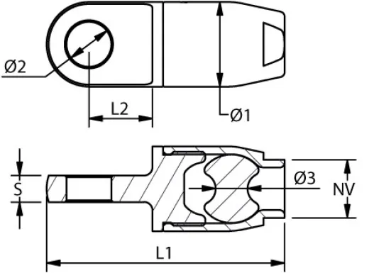 Edelstahlauge für Dyneema®Tauwerk 10mm