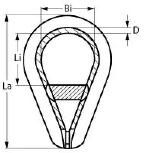 Edelstahlkausch mit Steg AISI316 für 10mm Tau