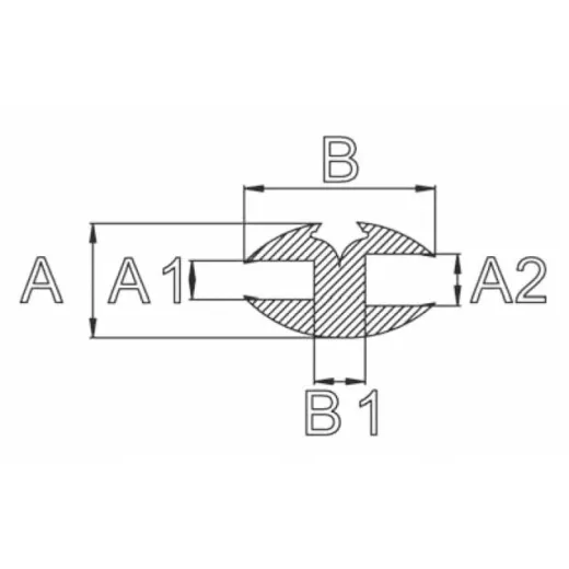 Fenstergummi (schwarz, 3,0 mm, 4,0 mm, 24,0 mm, 6,0 mm, 19,0 mm)