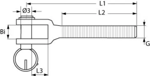 Gabel für Wantenspanner M6 rechts AISI316