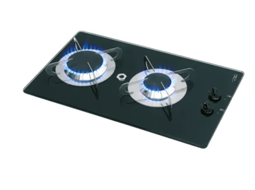 Gaskocher Mit Keramik Kochplatte, 500x300x80mm, Brenner: 1x Mittel/1x Groß