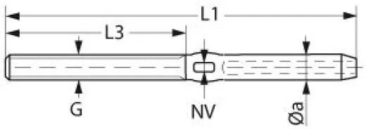 Gewindeterminal M22 rechts 14mmØ AISI316