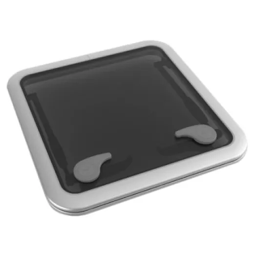 Goïot Aluminium Luken Modell Opal 44, Satin, Abm. 496x496mm, Lochmaß 442x442mm, Rahmen 15mm