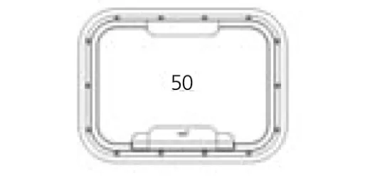 Goïot Bullauge, Aufklappbar, Modell Opal 50, Für Wandstärken 5-33mm, Außenmaße 369x273mm