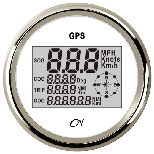 GPS Tacho digital + Kompass weiß/chrom