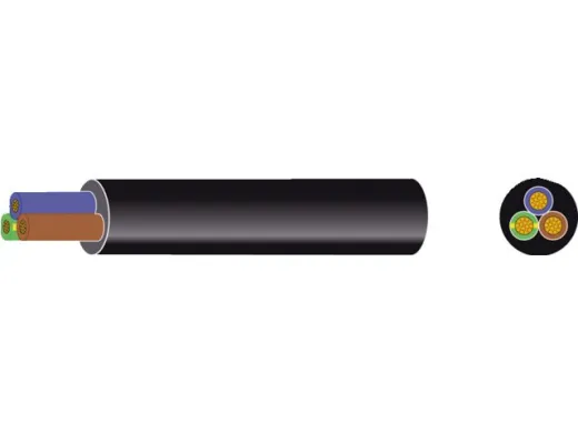 Gummischlauchleitung 3x1.5mm² blau/braun/grün-gelb