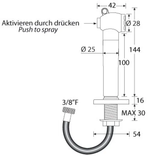 Heckdusche weiß mit 2m Schlauch