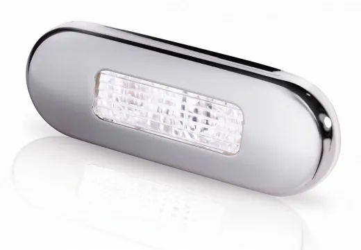 Hella Oblong LED-Treppenbeleuchtung (Multivolt 12/24V DC, Edelstahl, 84 x 29 mm, 10 mm, 10 mm, weiß)