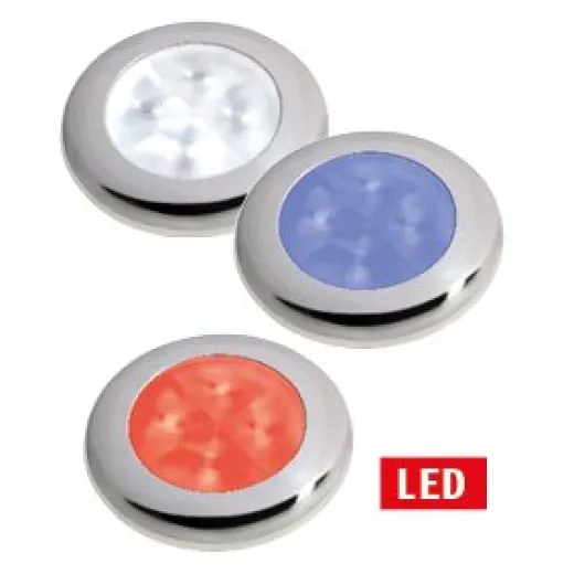 Hella Slim-Line Round Orientierungsleuchte, Blau, 12v Led, Niro Polierter Rand, Ø72mm
