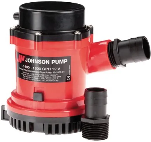 Johnson Pump L-Serie Bilgepumpe L1600, 24v/3,5a, 100l/Min, Schlauchanschluss 1-1/8 & 1-1/4