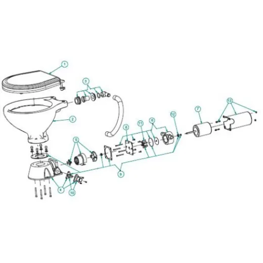 Johnson Pump Motorbasis (Fuß) Für Toilette Johnson, Modell Premium