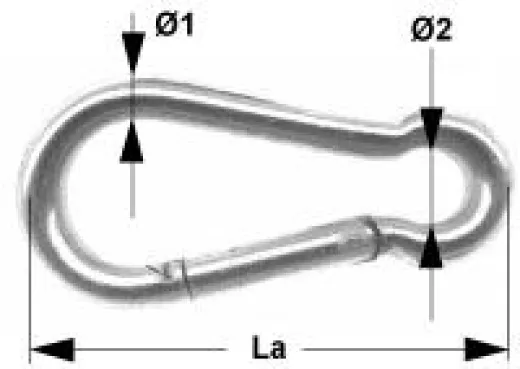 Karabinerhaken verzinkt ohne Auge 40x 4mm(10er-P.)