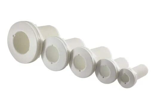 Kunststoff Borddurchlass, 1", Mit Außengewinde, Weiß