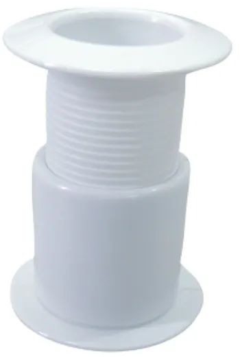 Kunststoff Borddurchlass (Schraube), Ø1-1/4, L=48-75mm, Flansch=54mm, Innenmaß=30mm