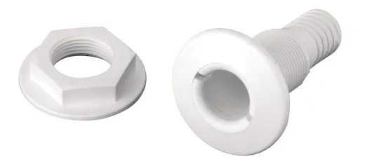 Kunststoff Fitting (Borddurchlaß), 1-1/2X38mm, Weiß