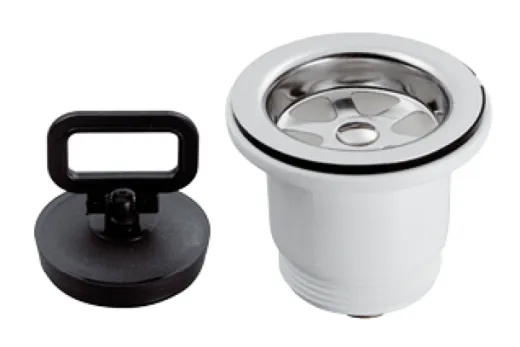 Kunststoff Gerader Abfluß, 1-1/2, Mit Niro Sieb & Gummi Stopfen