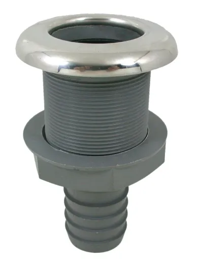 Kunststoff Gerader Borddurchlass Mit Niro Flansch, Ø1-1/8X29mm, L=87mm, Flansch Ø48mm