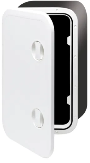 Kunststoff-Kasten, 357x606x320mm, 2x Verschluß, 180°, Weiß (Deckel + Scharniere Sind Abnehmbar)