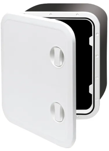 Kunststoff-Kasten, 459x514x330mm, 2x Verschluß, 180°, Weiß (Deckel + Scharniere Sind Abnehmbar)